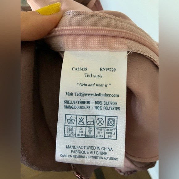 TED BAKER Silk Purple Mauve Beaded V-Neck Tie Back Sleeveless Blouse SZ Small - Picture 7 of 16